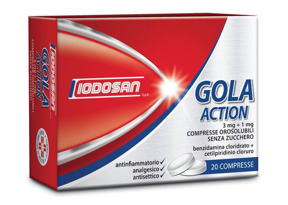 Iodosan Gola Action 3mg+1mg Trattamento Antinfiammatorio Della Gola 20 Compresse Orosolubili Senza Zucchero - Farmaciapacini.it