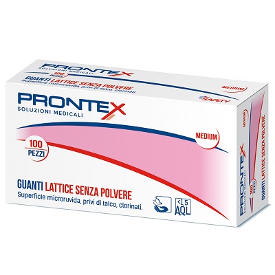 PRONTEX GUANTO IN LATTICE SENZA POLVERE MEDIO 100 PEZZI - Farmaciapacini.it