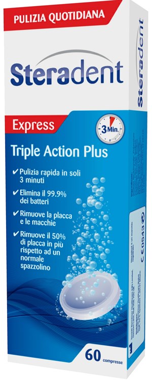 STERADENT TRIPLE ACTION PLUS 60 COMPRESSE PULENTI - Farmaciapacini.it