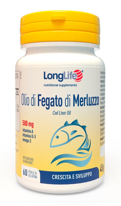 LONGLIFE OLIO FEGATO MERLUZZO 500 MG 60 PERLE IN GELATINA - Farmaciapacini.it