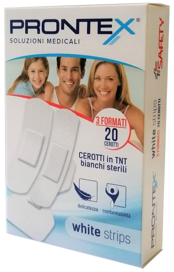 CEROTTO PRONTEX WHITE STRIPS IN TESSUTO NON TESSUTO BIANCO STERILE 3 FORMATI 20 PEZZI - Farmaciapacini.it