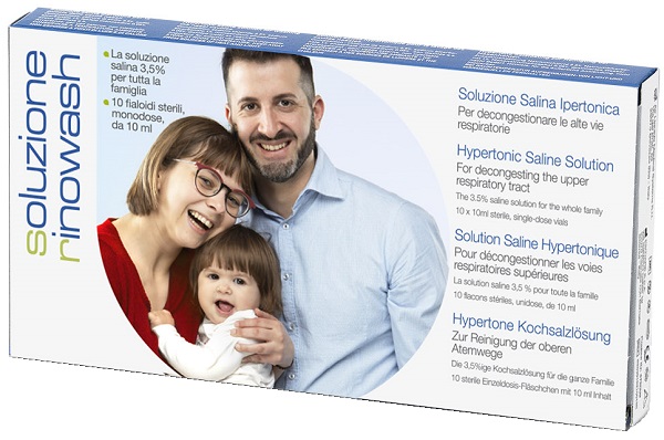 RINOWASH SOLUZIONE SALINA IPERTONICA PER PULIZIA NASO 10 FIALE RICHIUDIBILI X 10 ML - Farmaciapacini.it