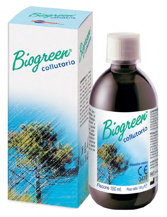 COLLUTORIO ORALE BIOGREEN COADIUVANTE AFFEZIONI INFIAMMATORIE MICOTICHE VIRALI FRAGILITA' CAPILLARI PLACCA 155 ML - Farmaciapacini.it