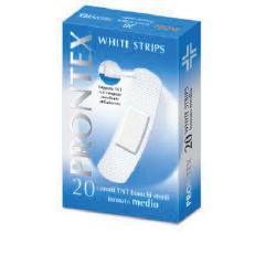 CEROTTO PRONTEX WHITE STRIPS IN TESSUTO NON TESSUTO BIANCO STERILE SCATOLA 20 CEROTTI MEDI - Farmaciapacini.it