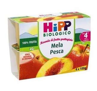HIPP BIO FRUTTA GRATTUGGIATA MELA PESCA 4X100 G - Farmaciapacini.it