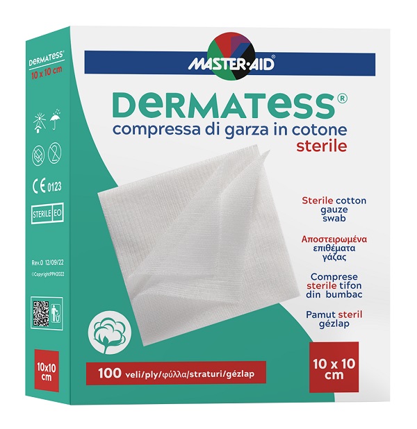 GARZA IDROFILA DERMATESS COT 10X10 100 PEZZI - Farmaciapacini.it