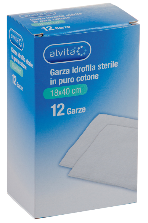 GARZA IDROFILA IN PURO COTONE ALVITA 18X40CM 12 PEZZI - Farmaciapacini.it
