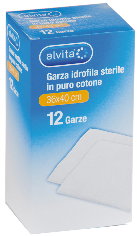 GARZA IDROFILA IN PURO COTONE ALVITA 36X40CM 12 PEZZI - Farmaciapacini.it