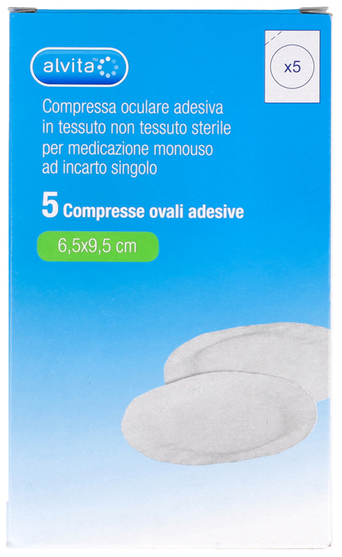 COMPRESSA OCULARE AUTOADESIVA ALVITA TNT OVALI 6,5X9,5CM 5 PEZZI - Farmaciapacini.it