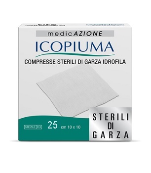 GARZA COMPRESSA IDROFILA ICOPIUMA 10X10CM 25 PEZZI - Farmaciapacini.it