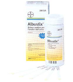 STRISCIA REATTIVA ALBUSTIX PER RICERCA DELLE PROTEINE NELLE URINE 50 PEZZI CODICE ARTICOLO 2872C - Farmaciapacini.it
