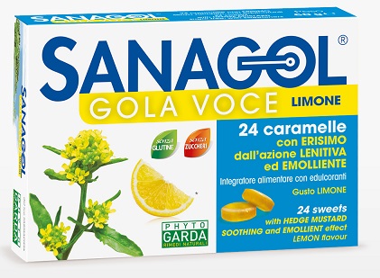 SANAGOL GOLA VOCE SENZA ZUCCHERO LIMONE 24 CARAMELLE - Farmaciapacini.it