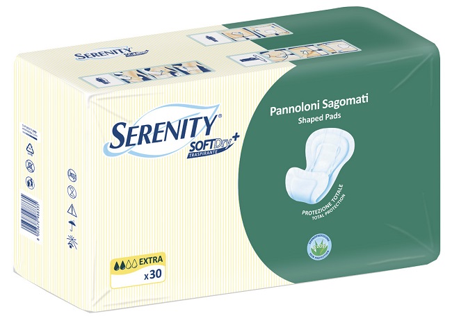 PANNOLONE PER INCONTINENZA SAGOMATO SERENITY SOFTDRY+ ALOE EXTRA 30 PEZZI - Farmaciapacini.it