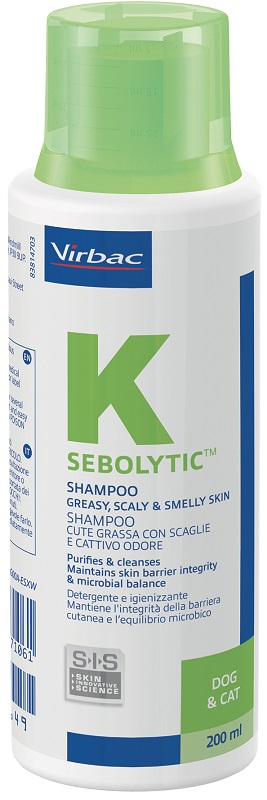 SEBOLYTIC SHAMPOO CUTE GRASSA CON SCAGLIE E CATTIVO ODORE CANE E GATTO 200 ML - Farmaciapacini.it