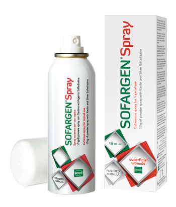 MEDICAZIONE IN POLVERE SPRAY CON CAOLINO E ARGENTO SULFADIAZINA 1% SOFARGEN SPRAY 10 G BOMBOLETTA PRESSURIZZATA 125 ML - Farmaciapacini.it