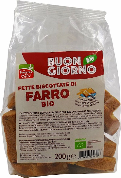 FSC FETTE BISCOTTATE DI FARRO SENZA LIEVITO DI BIRRA BIO CON OLIO EXTRAVERGINE DI OLIVA 200 G - Farmaciapacini.it