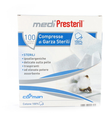 GARZA COMPRESSA MEDIPRESTERIL FU STERILE MONOUSO 10X10CM 100PEZZI - Farmaciapacini.it