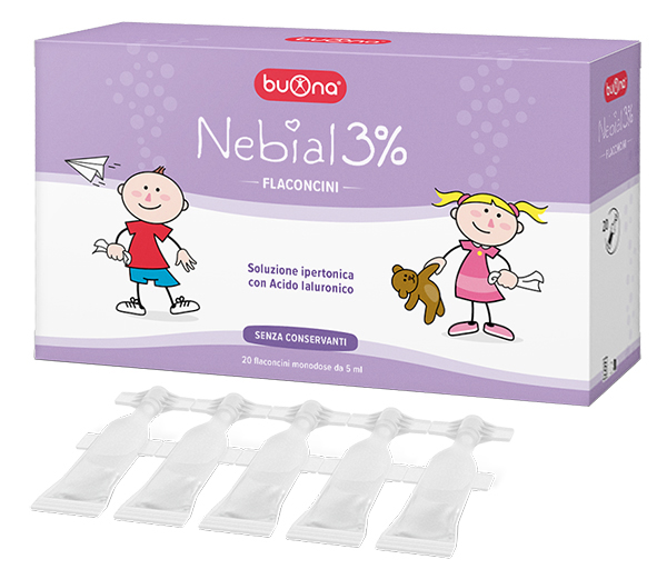 NEBIAL FLACONCINI SOLUZIONE SALINA IPERTONICA DI SODIO CLORURO AL 3% CON ACIDO IALURONICO 20X5 ML - Farmaciapacini.it
