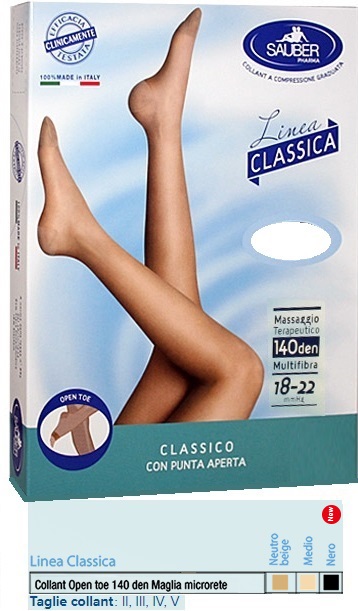 SAUBER COLLANT OPEN TOE MAGLIA MICRORETE 140 DEN COLORE NEUTRO BEIGE 3 LINEA CLASSICA - Farmaciapacini.it