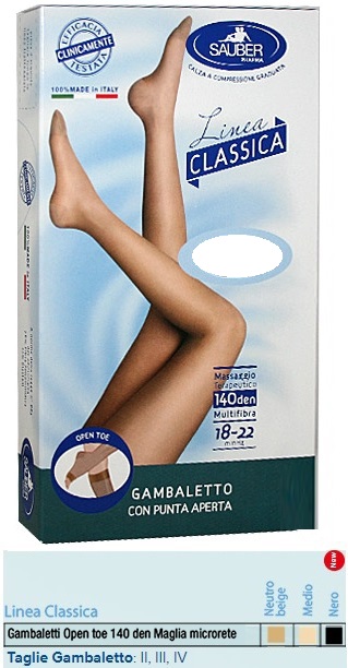 SAUBER GAMBALETTO OPEN TOE MAGLIA MICRORETE 140 DEN COLORE NEUTRO BEIGE TAGLIA 3 LINEA CLASSICA - Farmaciapacini.it