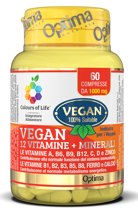COLOURS OF LIFE VEGAN 12 VITAMINE + 3 MINERALI 60 COMPRESSE - Farmaciapacini.it