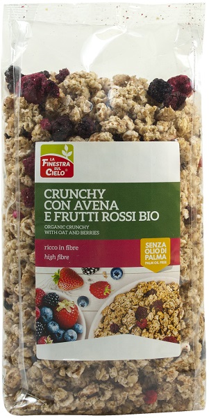 FSC CRUNCHY CON AVENA E FRUTTI ROSSI BIO AD ALTO CONTENUTO DI FIBRE CON OLIO DI GIRASOLE SENZA OLIO DI PALMA 375 G - Farmaciapacini.it
