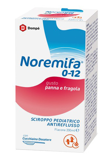 SCIROPPO PEDIATRICO ANTIREFLUSSO NOREMIFA 0-12 FLACONE 200 ML GUSTO PANNA E FRAGOLA - Farmaciapacini.it