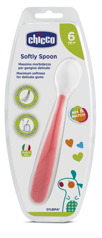 CHICCO CUCCHIAIO MORBIDO SILICONE 6M+ ROSSO UP - Farmaciapacini.it