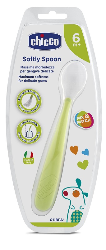 CHICCO CUCCHIAIO MORBIDO SILICONE 6M+ VERDE UP - Farmaciapacini.it