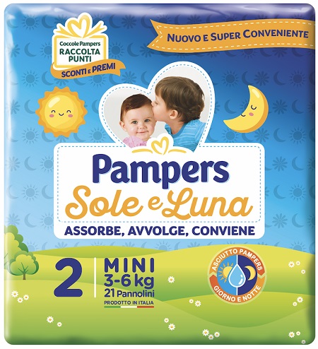 PANNOLINO PER BAMBINO PAMPERS SOLE & LUNA FLASH MINI 21 PEZZI - Farmaciapacini.it