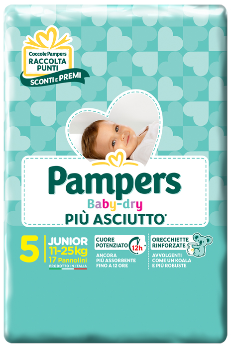 PANNOLINI PER BAMBINI PAMPERS BABY DRY DOWNCOUNT NO FLASH JUNIOR 17 PEZZI - Farmaciapacini.it