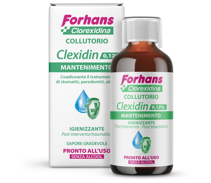 FORHANS COLLUTORIO CON CLOREXIDINA 0,12 CLEXIDIN SENZA ALCOOL 200 ML - Farmaciapacini.it