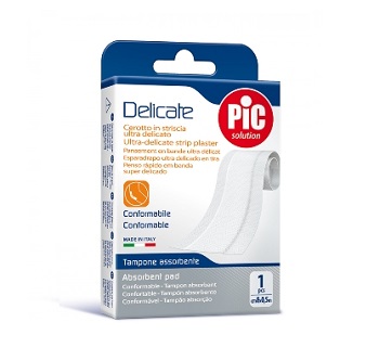 CEROTTO PIC DELICATE STRISCIA BIANCA CON TAMPONE ANTIBATTERICO CM 8X0,5 M - Farmaciapacini.it