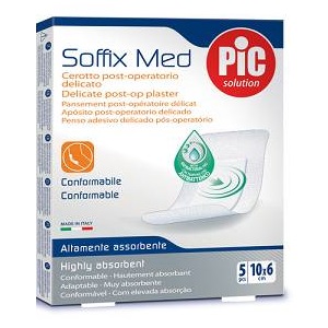 CEROTTO PIC SOFFIX MED IN TNT CON TAMPONE CENTRALE ASSORBENTE STERILE MONOUSO 10X6 CM ANTIBATTERICO 5 PEZZI - Farmaciapacini.it