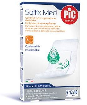 CEROTTO PIC SOFFIX MED IN TNT CON TAMPONE CENTRALE ASSORBENTE STERILE MONOUSO 10X12 CM ANTIBATTERICO 5 PEZZI - Farmaciapacini.it