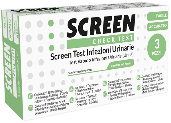 TEST PER L'INDIVIDUAZIONE RAPIDA DI LEUCOCITI SANGUE NITRITO E PROTEINA NELL'URINA SCREEN CHECK TEST INFEZIONI VIE URINARIE 3 PEZZI - Farmaciapacini.it