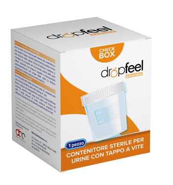 CONTENITORE URINA DROPFEEL PHARMA STERILE CON TAPPO A VITE MONOUSO 120 ML - Farmaciapacini.it