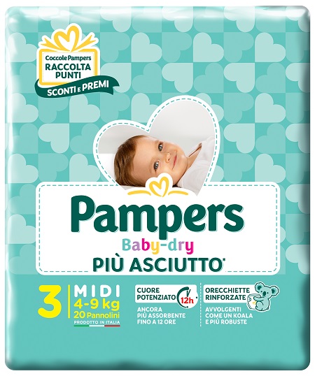 PAMPERS BABY DRY DOWNCOUNT MIDI 20 PEZZI - Farmaciapacini.it