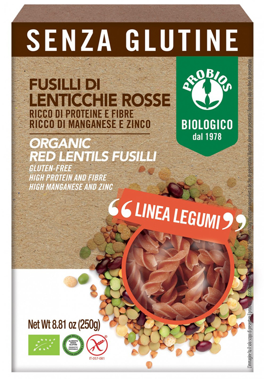 SPECIALITA' 100% LEGUMI FUSILLI LENTICCHIE ROSSE 250 G - Farmaciapacini.it