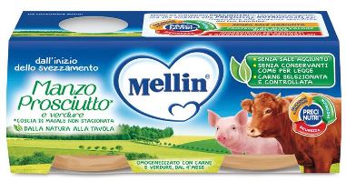 MELLIN OMOGENEIZZATO MANZO PROSCIUTTO CON VERDURE 2 PEZZI X 120 G - Farmaciapacini.it