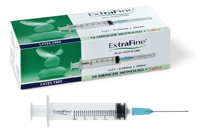 SIRINGA EXTRAFINE 5 ML GAUGE 23 0,60X30MM 10 PEZZI - Farmaciapacini.it