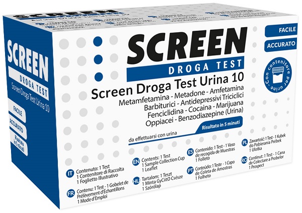 SCREEN DROGA TEST 10 DROGHE TEST ANTIDROGA CON CONTENITORE URINA - Farmaciapacini.it
