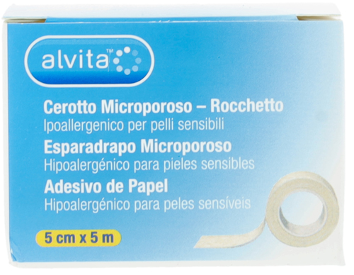 CEROTTO MICROPOROSO IN ROCCHETTO ALVITA IPOALLERGENICO PER PELLI SENSIBILI 5X500CM - Farmaciapacini.it