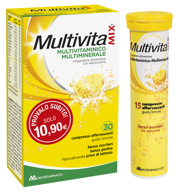 MULTIVITAMIX EFFERVESCENTE SENZA ZUCCHERO E SENZA GLUTINE 30 COMPRESSE - Farmaciapacini.it
