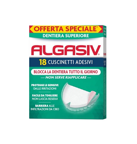 ALGASIV ADESIVO PER PROTESI DENTARIA SUPERIORE 15 PEZZI OFFERTA SPECIALE + 3 PEZZI - Farmaciapacini.it
