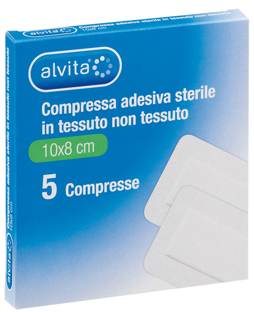 ALVITA GARZA COMPRESSA AUTOADESIVA IN TNT 10X8CM 5 PEZZI - Farmaciapacini.it