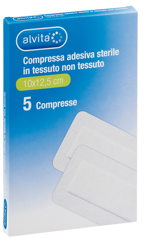 ALVITA GARZA COMPRESSA AUTOADESIVA IN TNT 10X12,5CM 5 PEZZI - Farmaciapacini.it