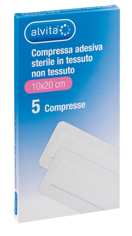ALVITA GARZA COMPRESSA AUTOADESIVA IN TNT 10X20CM 5 PEZZI - Farmaciapacini.it