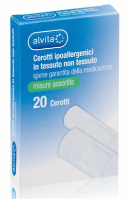 ALVITA CEROTTO IN TESSUTO NON TESSUTO ESTENSIBILE BIANCO CON TAMPONE ANTISETTICO ASSORTITO 20 PEZZI - Farmaciapacini.it