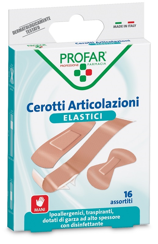 CEROTTO ELASTRICI MANI DITA ARTICOLAZIONI 16 PEZZI ASSORTITI PROFAR - Farmaciapacini.it